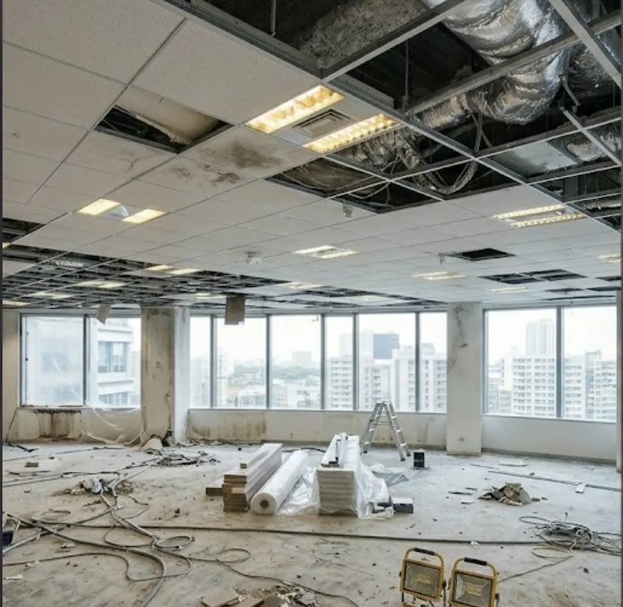 Büro vor Akustikdecke